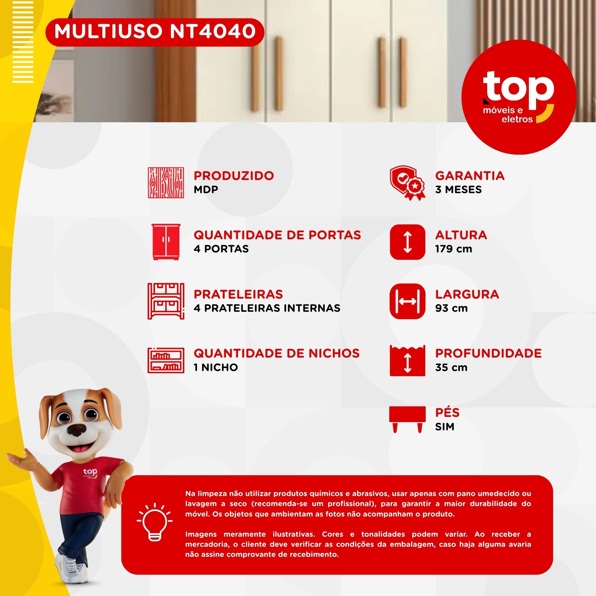 Armário NT4040 Freijó/Off White - Notável | Lojas Top Móveis e Eletros